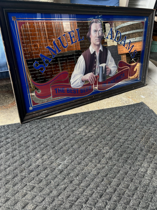 52”/28” Vintage Sam Adams Bar Mirror | Stained Market Place Gallery