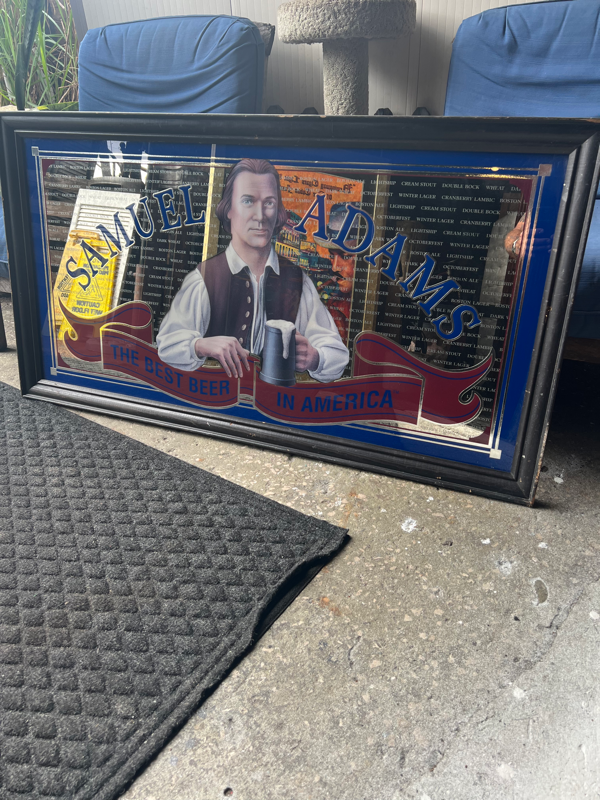 52”/28” Vintage Sam Adams Bar Mirror | Stained Market Place Gallery
